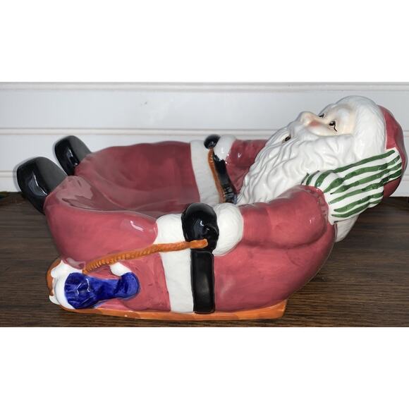 Santa Lying Down Talking Candy Dish Works With Batteries Motion Sensor - Picture 2 of 9